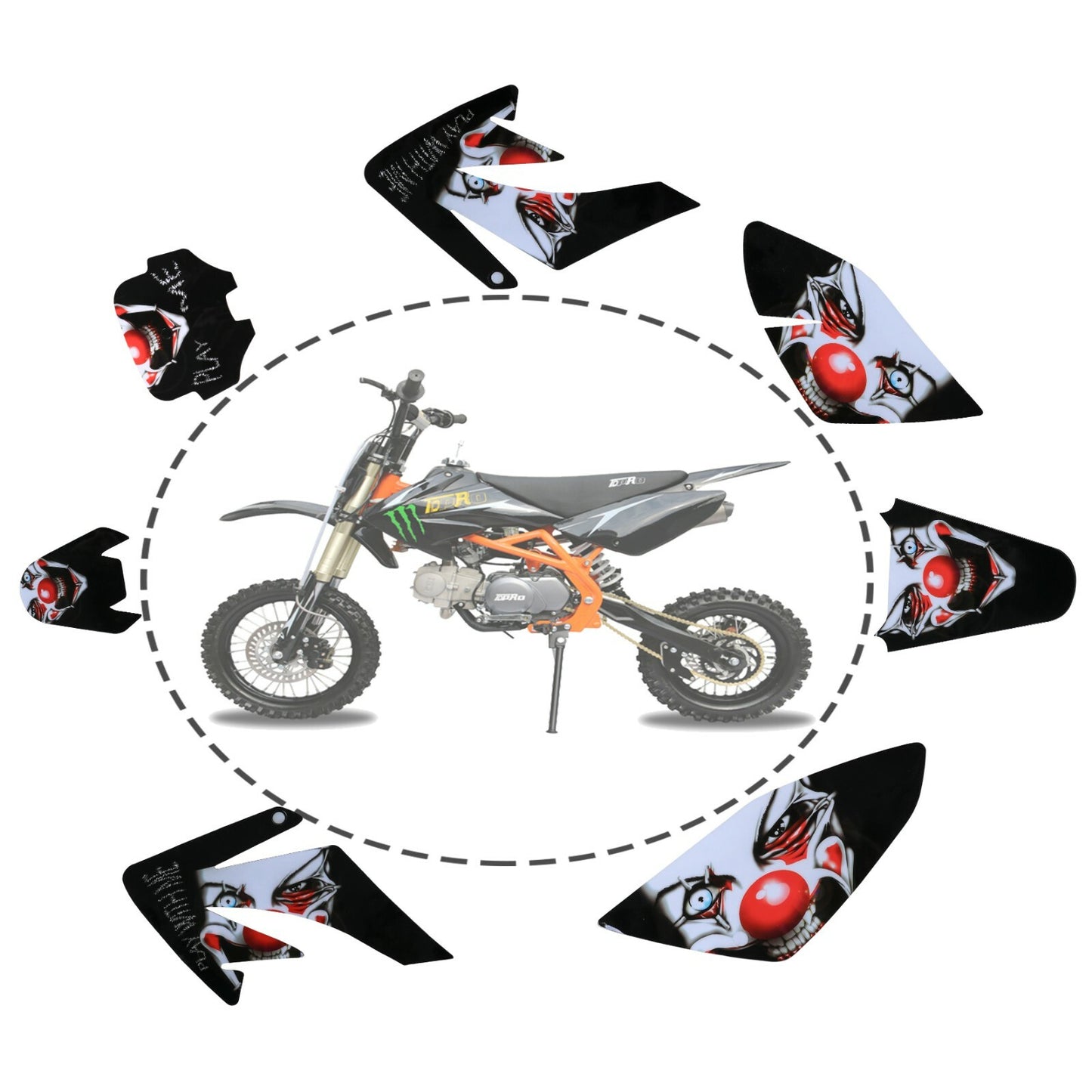 CLOWN Graphic Kit Decals for Honda CRF70, CRF 70, Atomik 125, 140 Pit Bikes