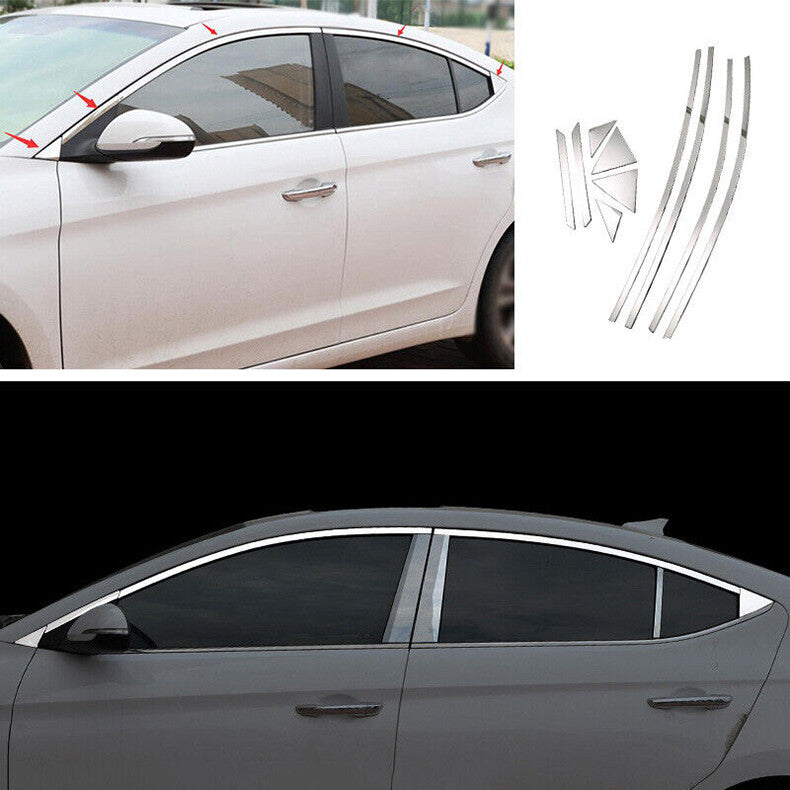 for Hyundai for Elantra 2017-2020 Chrome Steel upper Windows Sill Molding Strip Trim