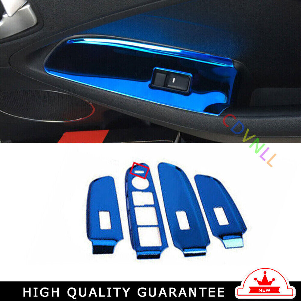 Glass Window Lifting Lock Cover 4 Fit for Kia K3 Forte 2014-2018 Blue Titanium
