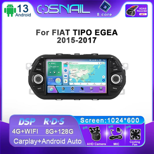 for FIAT TIPO EGEA Android Auto Car Radio GPS Navi Video Player DSP System 15-17