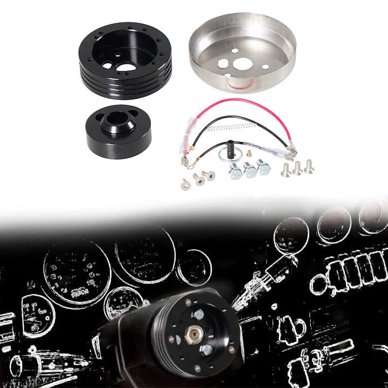 SlBlk Steering Wheel Polishe Hub Adapter 56 Hole Flaming River Ididit GM for Chevy