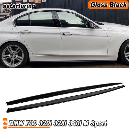 for BMW F30 320i 328i 340i M Sport 2012-18 Glossy Black Side Skirt Extension Lip
