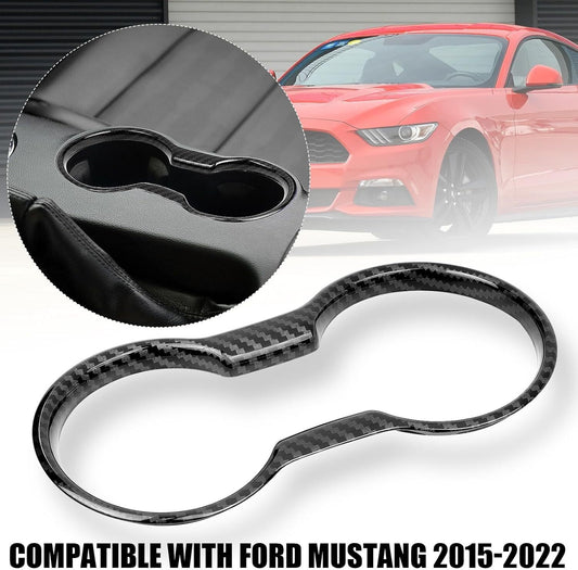Carbon Fiber Cup Holder Cover Interior Trim Molding for Ford for Mustang 15-2024
