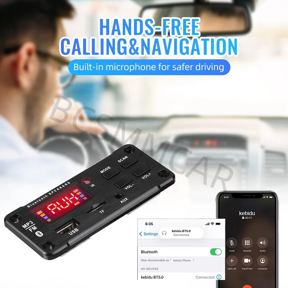 Car Amplifier Bluetooth Module Audio Radio MP3 Decoder Board USB/TF LCD Screen