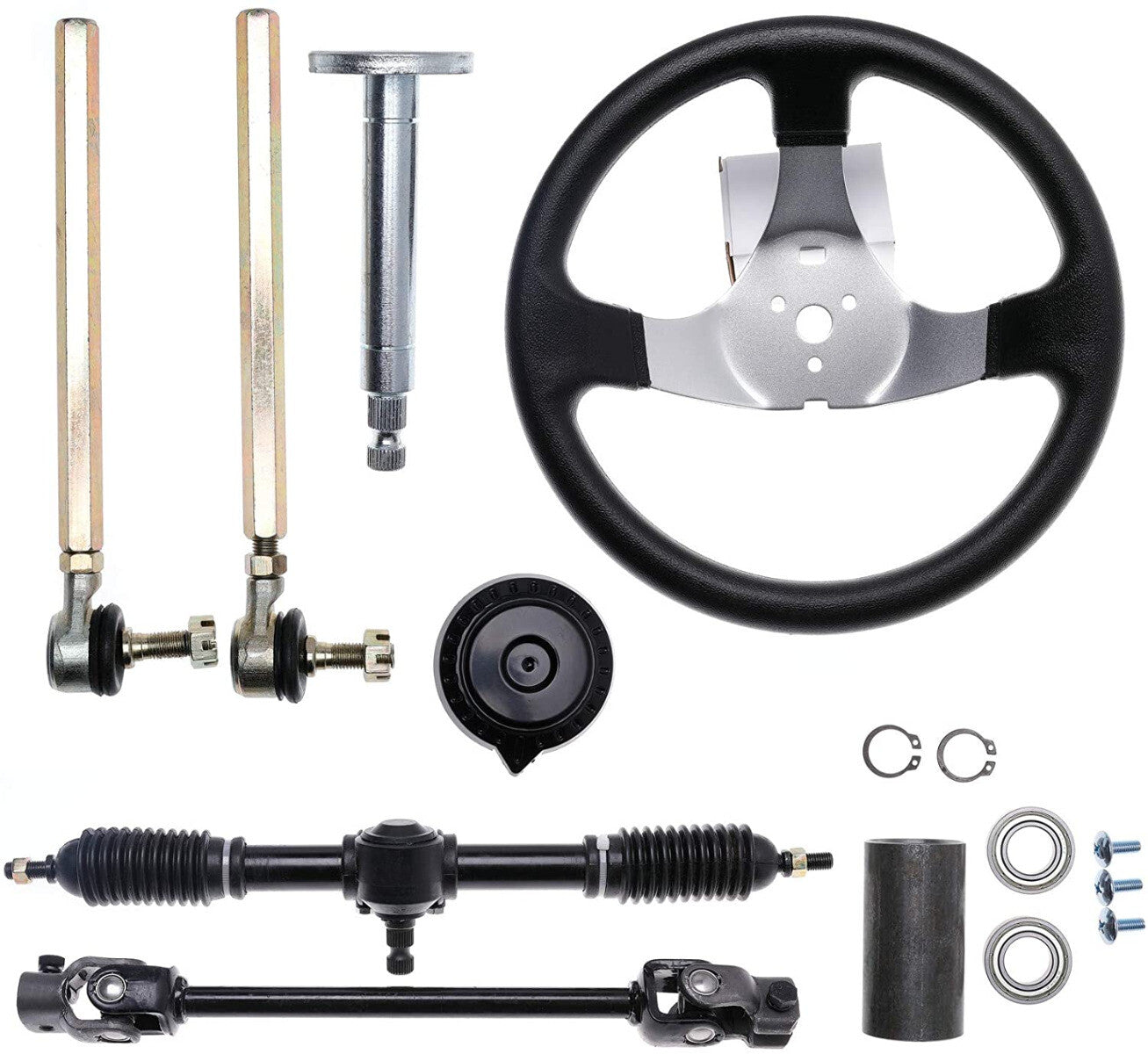 Go-kart steering wheel shaft assembly tie rod gear carrier pinion 4 Wheeler Trike