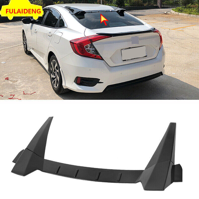 for Honda for Civic 2016-21 Carbon Fiber ABS Rear Window Roof Lip Spoiler Visor Wing