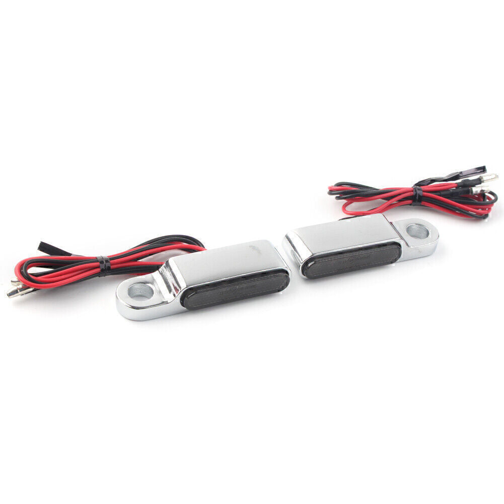2x LED Motorcycle Turn Signal Light Brake Clutch Lever Flashers Chrome Universal