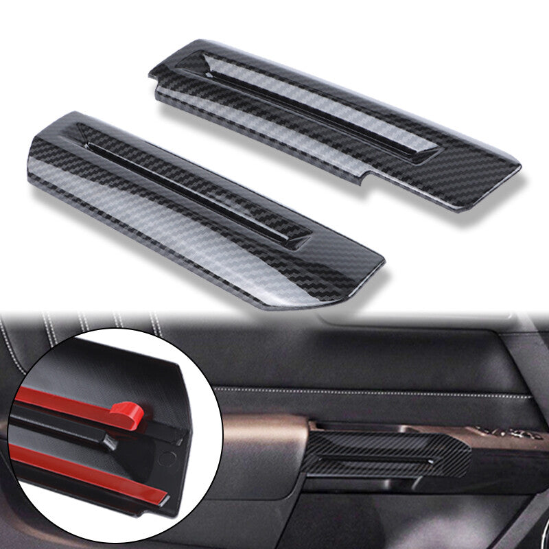 Carbon Fiber Interior Door Armrest Decor Cover Trim for Ford for Mustang 2015-2022
