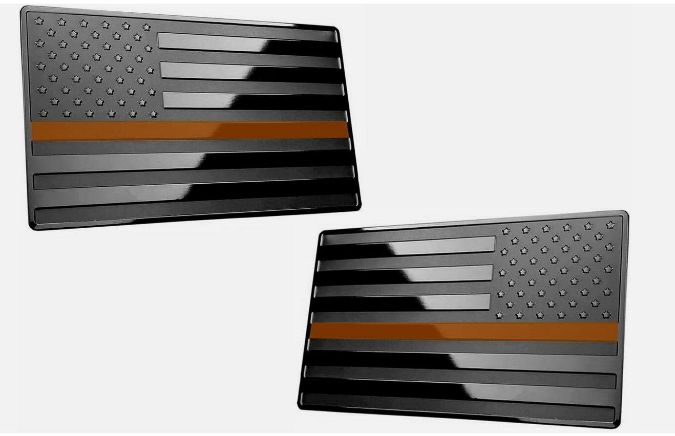 2-piece car side fender rear trunk badge American flag black and orange for Chevrolet