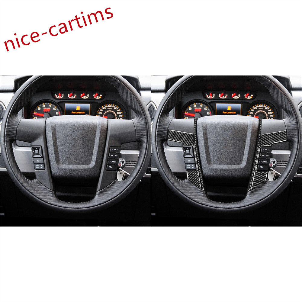 6¡ÁCarbon Fiber Interior Steering Wheel Panel Trim Cover for Ford F150 2009-2014