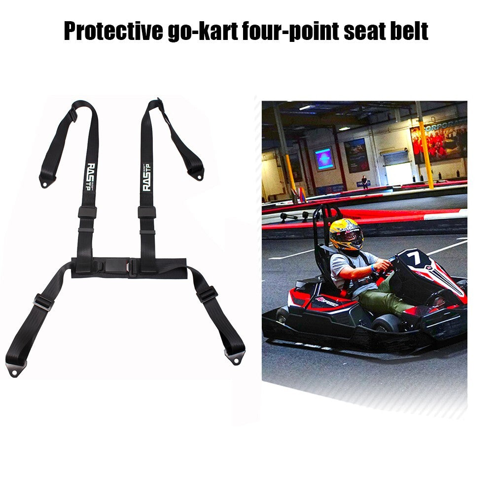 2 4Point Harness Quick Release Safety Black Universal for Seat Belt Fit For Go-Kart
