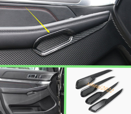 for Ford Explorer 2016-2018 Carbon Fiber ABS Inner Door Armrest Cover Trim Panel