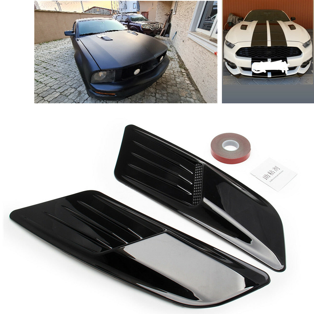 2PCS Black Hood Scoop Intake Vent For Racing Car Accessory Hoods Vents Cover