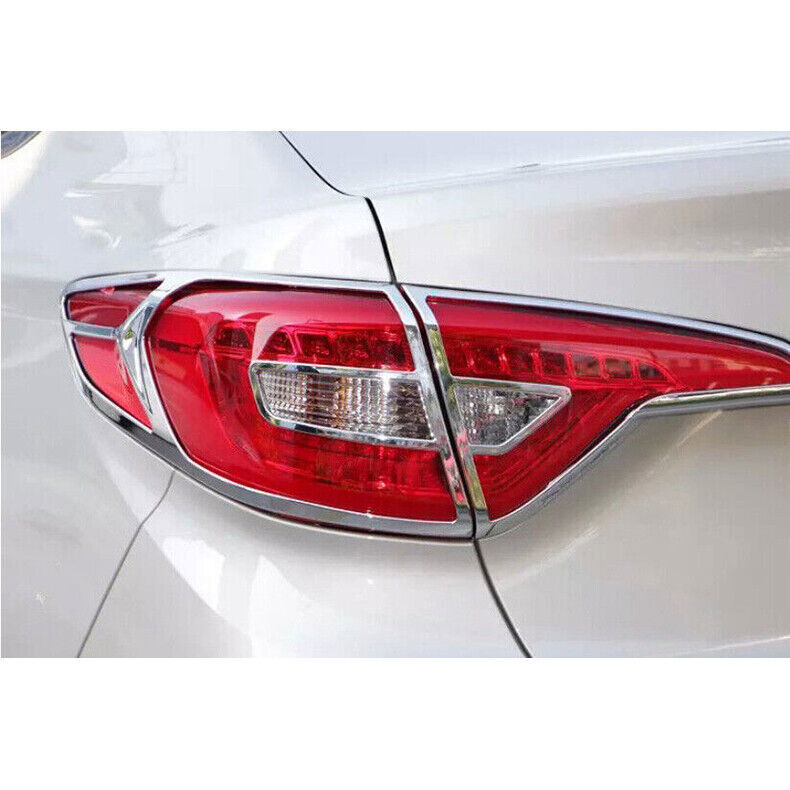 4x for Hyundai Sonata 2015-2017 Chrome ABS Rear Tail Light Lamp Frame Cover Trim