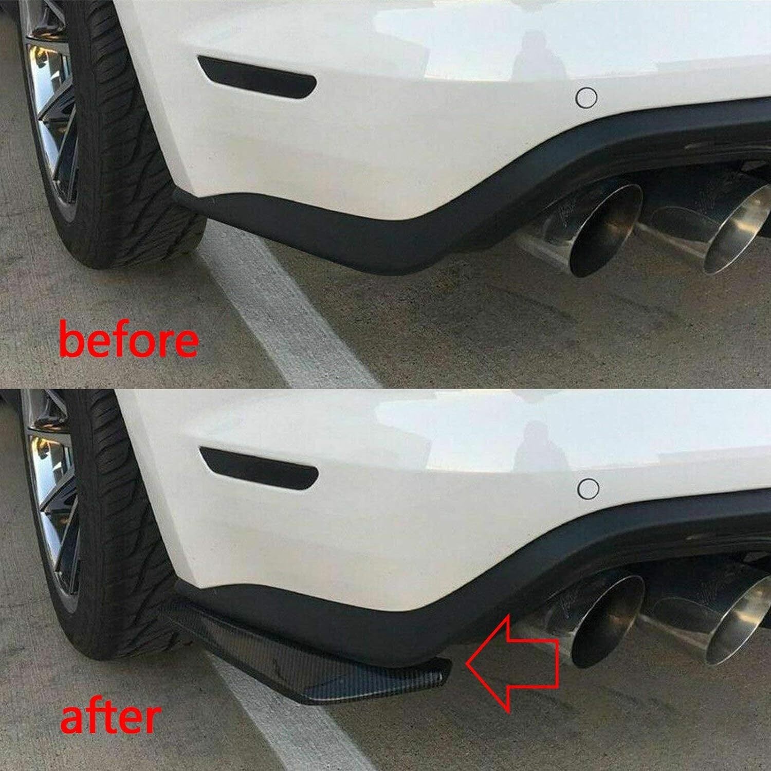 Carbon Fiber 2pcs for Kia Accessories Car Rear Bumper Splitter Diffuser Canard
