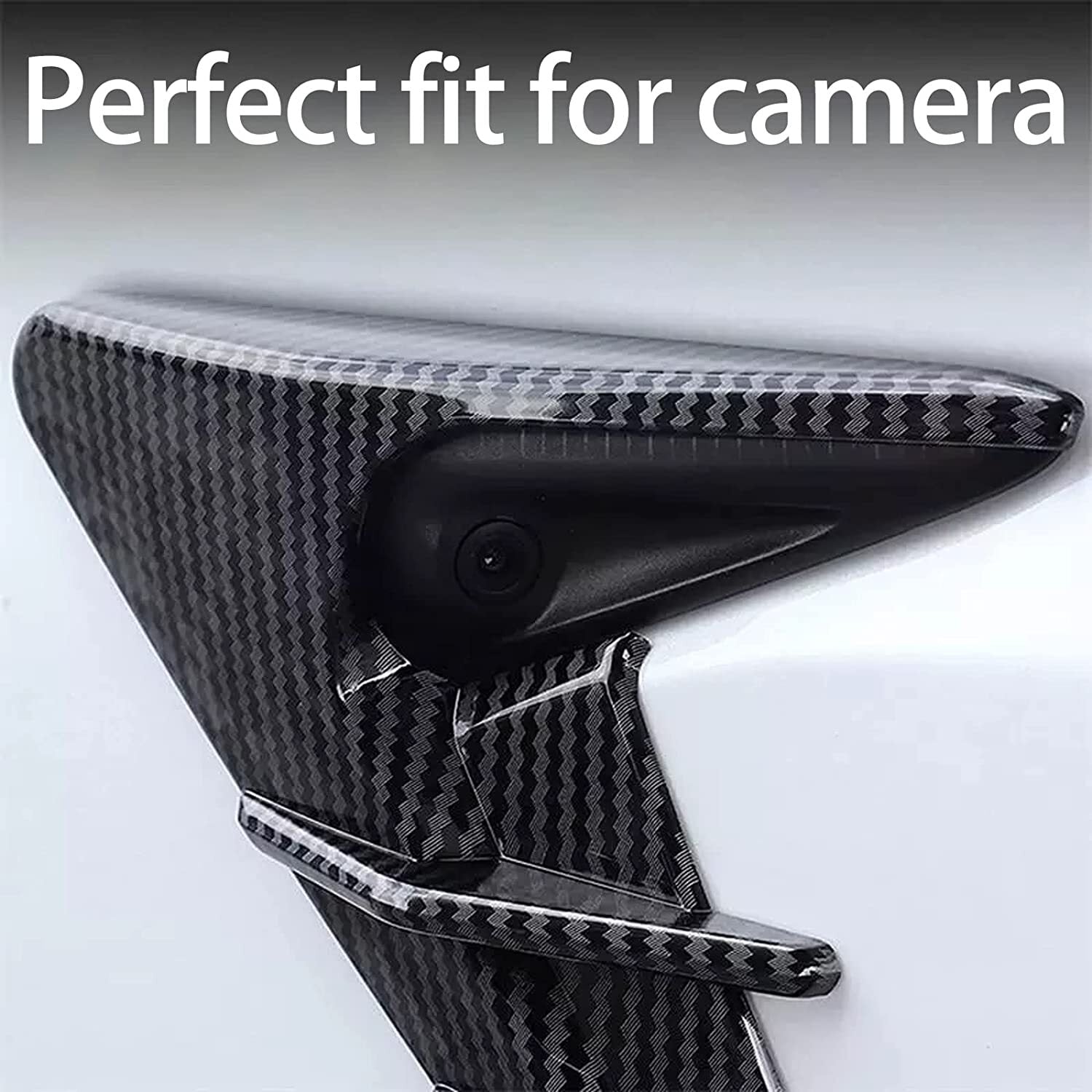 Carbon fiber side fender camera cover trim for Tesla Model 3 Y 2020 2021 (2 pieces)