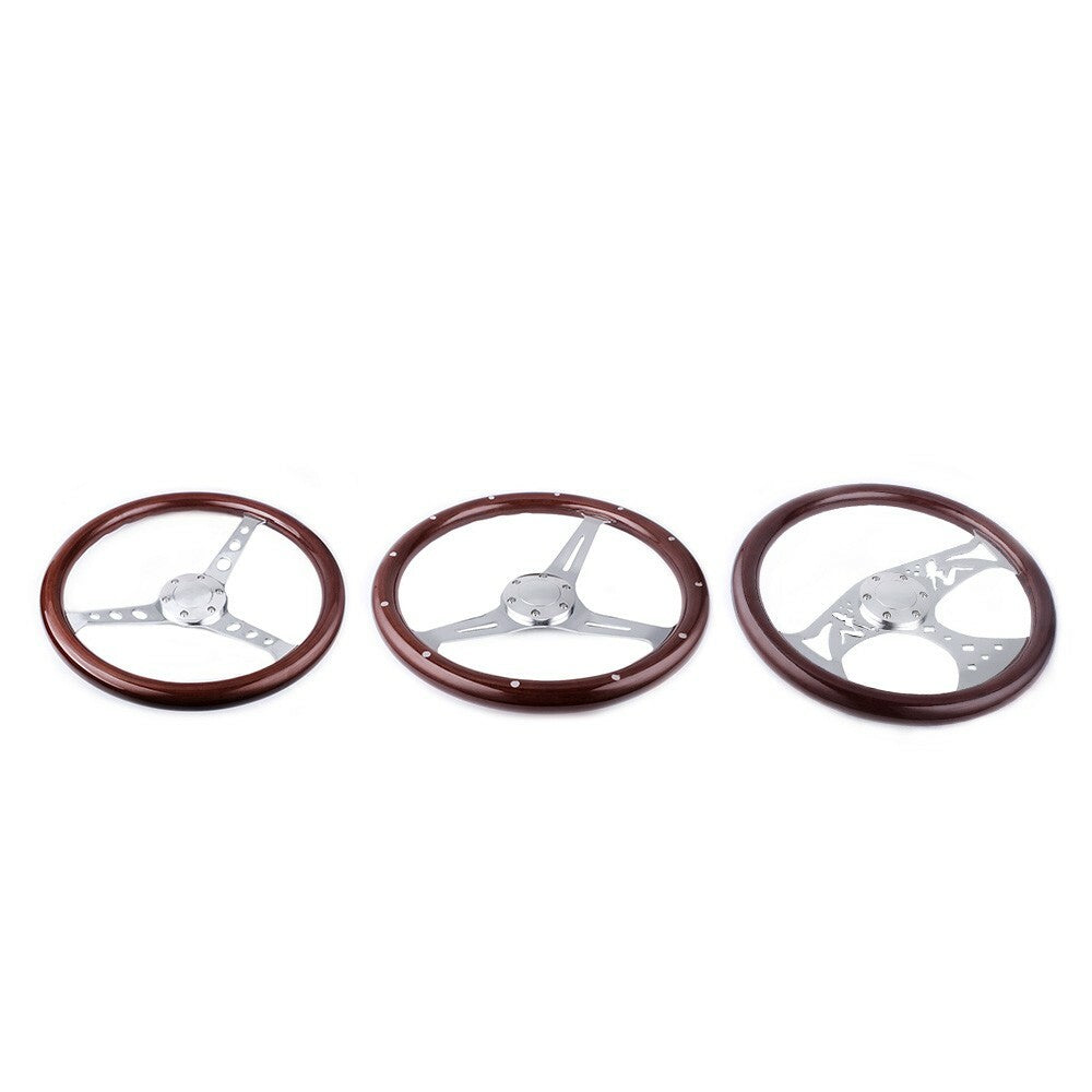 15 Classic Wood Grain Deep Dish with Hollow Angel Steering Wheel 6 Hole 380mm