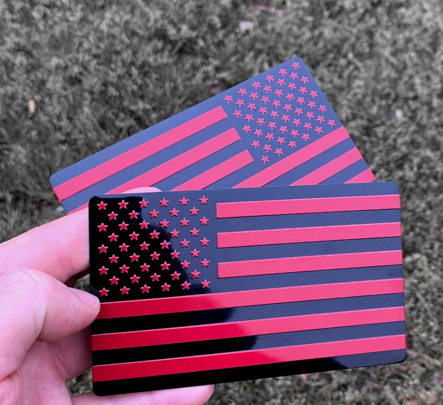 Car side fender rear trunk badge sticker, American flag, red and black, suitable for Audi 2-piece set.
