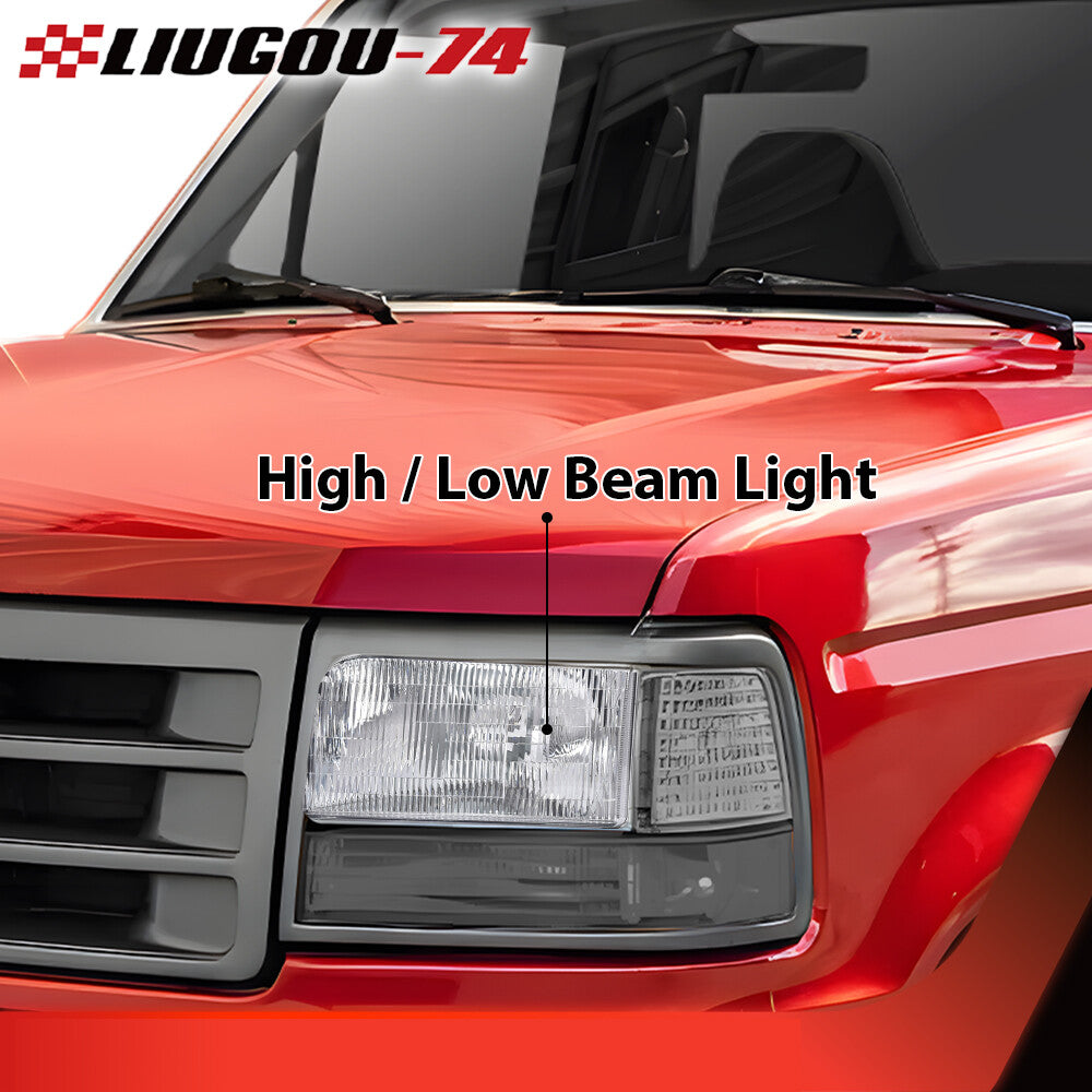 A pair of clear halogen headlights on either side, suitable for 1992-1996 for Ford F-150s.