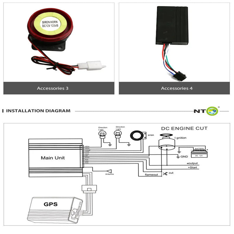 Motorcycle Waterproof Alarm Remote Controller GPS GSM Alarm Tracker APP Keyless