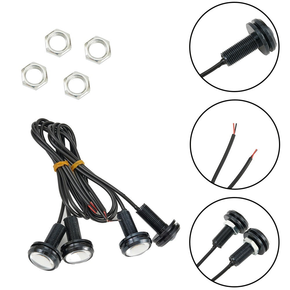 Daytime running lights, Blubs, ABS, white, 22mm, 4-piece anti-collision system.