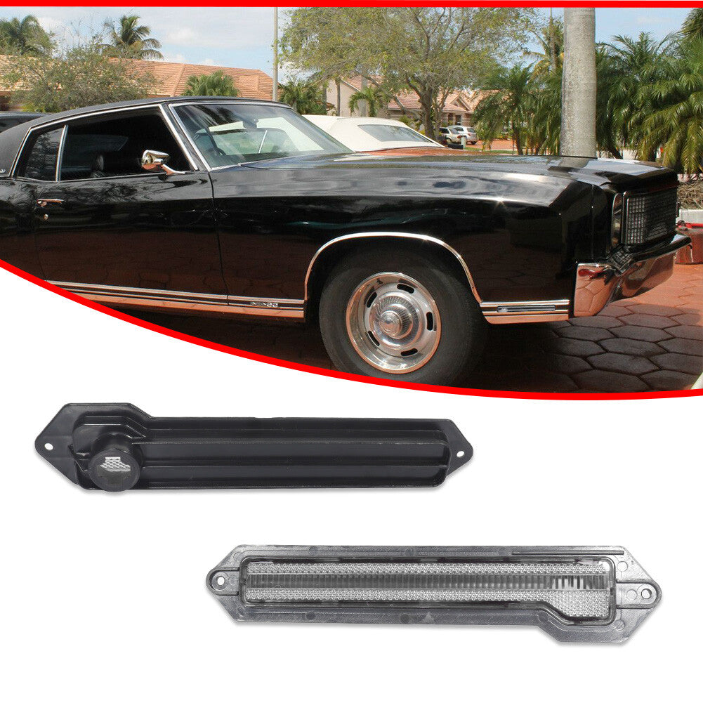 Front and rear transparent side marker light lenses are suitable for 1970-1972 for Chevrolet Monte Carlo.