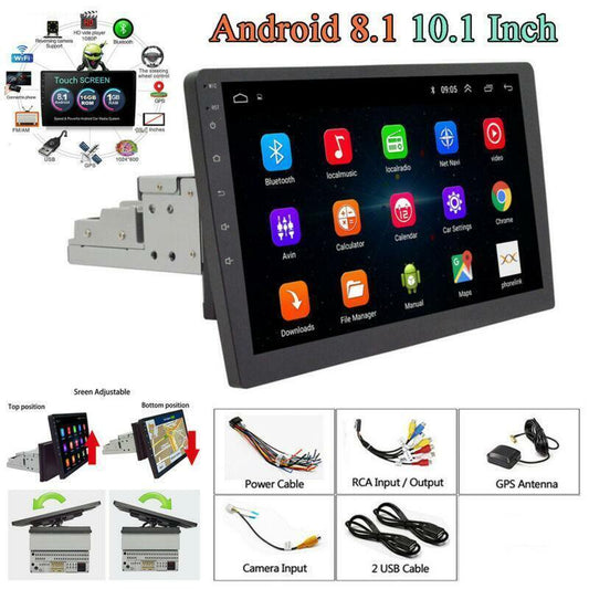 10.1 Android 8.1 Quad-core 1GB+16GB Car Stereo Radio GPS Rotatable BT Wifi SWC