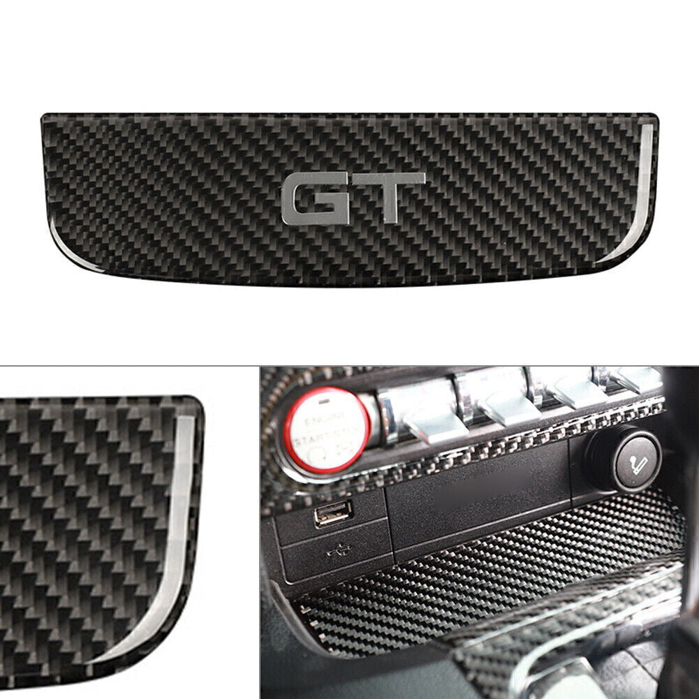 Interior Inner Storage Box Trim Cover Fit for Ford for Mustang 2015-2019 16 Carbon Fiber
