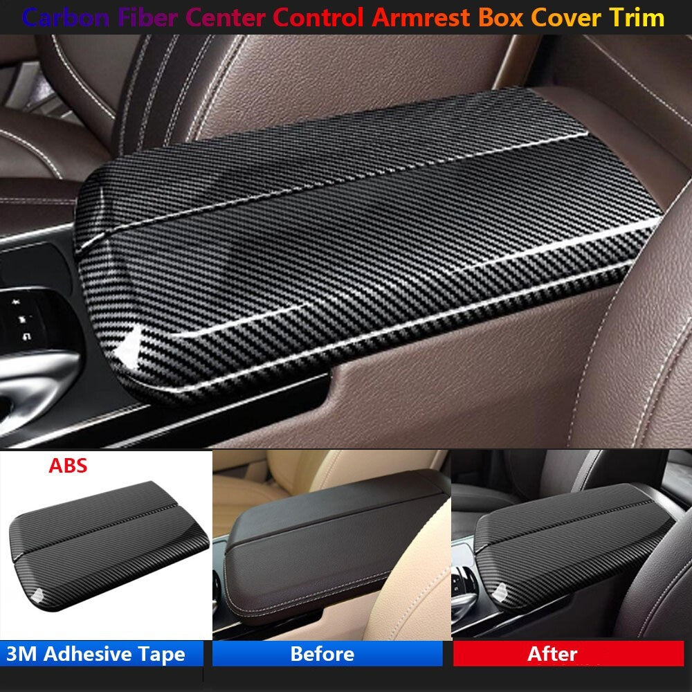 2 x for Mercedes-Benz GLE GLS W166 X166 C292 Carbon Armrest Box Panel Cover Trim