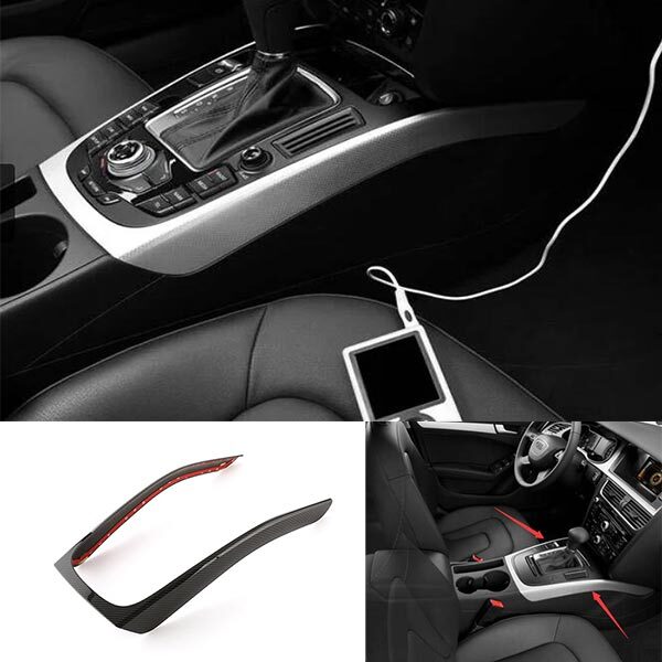 for Audi A4 B8 2009-2016 Carbon Fiber Style Car Console Gear Shift Frame Trim