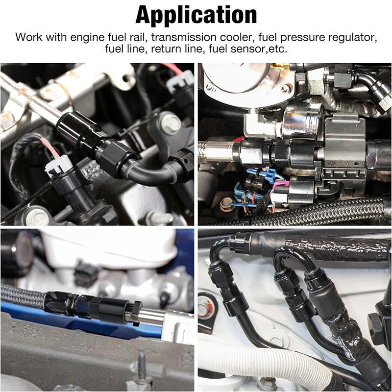 2¡Á6AN Male To 5/16 Quick-Disconnect Female EFI Fuel Rail Fitting Aluminum Black