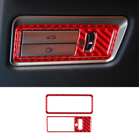 2X Red Carbon Fiber Boot Switch Frame Trim for Jaguar XF 2009-2011
