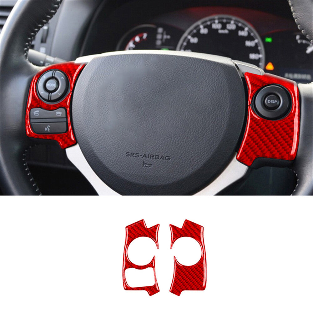 Red Carbon Fiber Steering Wheel Button Cover Trim for Lexus CT200h 2011-17