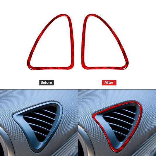 Red Carbon Fiber Demist Air Vent Outlet Cover Trim for Chevrolet Sonic 2012-2016