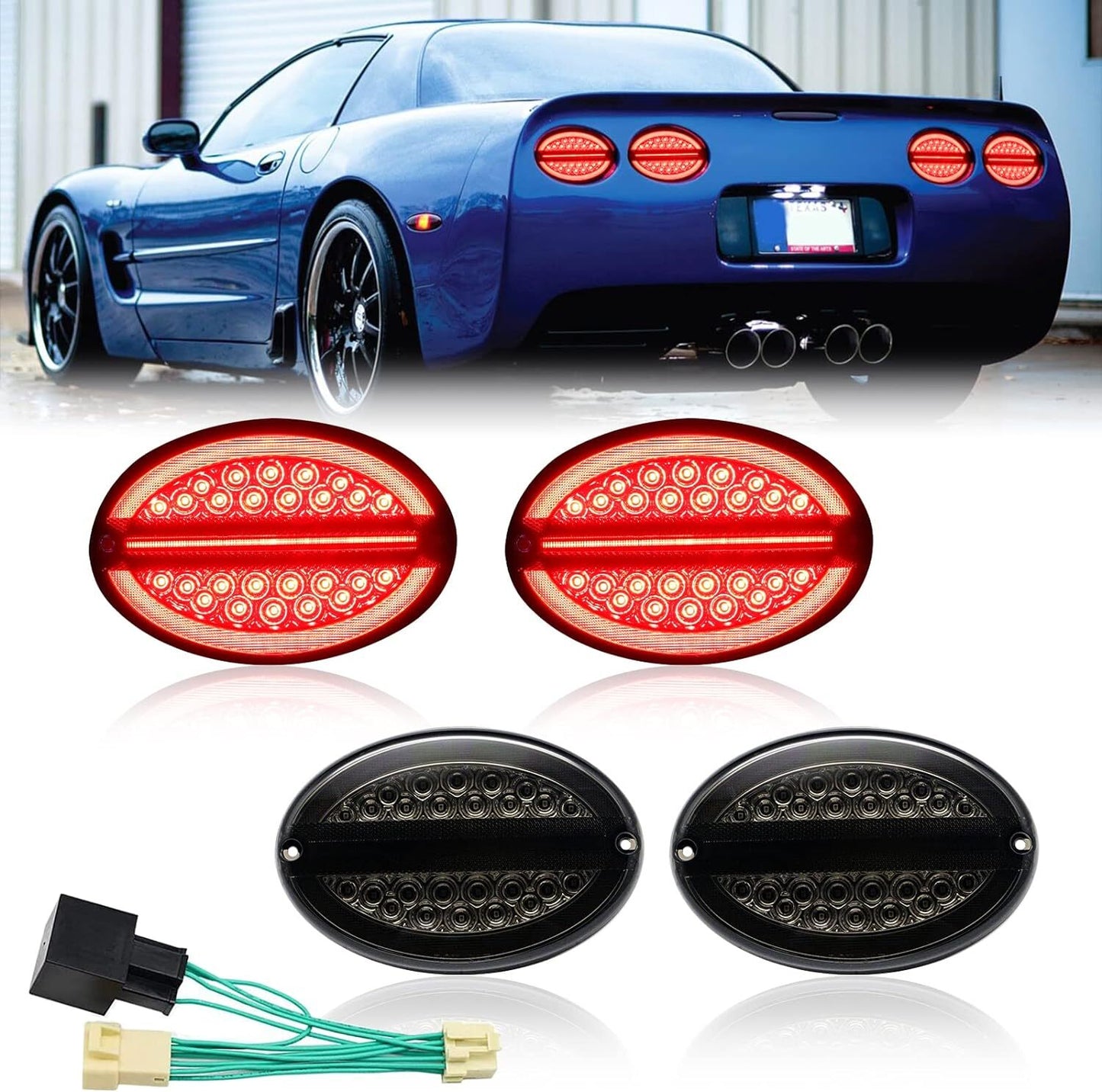 Halo LED taillights with super-fast beams are suitable for 1997-2004 for Chevrolet C5 Corvettes.