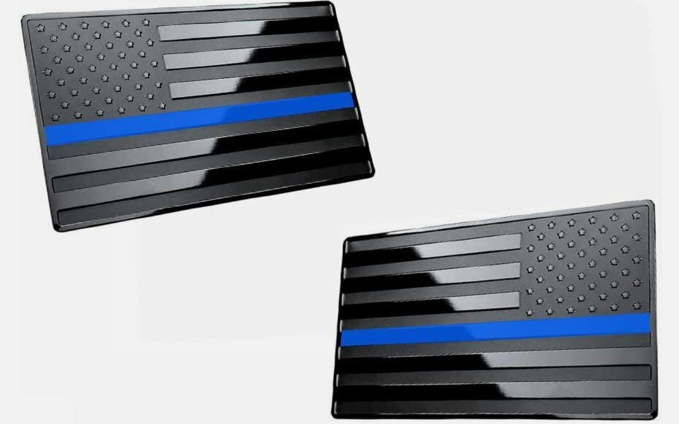 Car side fender rear trunk badge sticker American flag black and blue  for ford