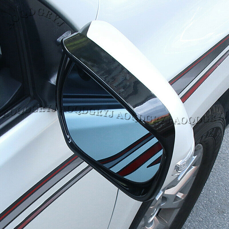 Glossy Black Rearview Mirror Sun Rain Guard Visor Frame for Land Cruiser 2016-21