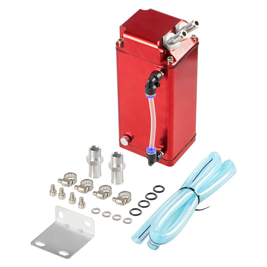 Oil Catch Can Square Shape Reservoir with Breather Filter Red 500ML Aluminum