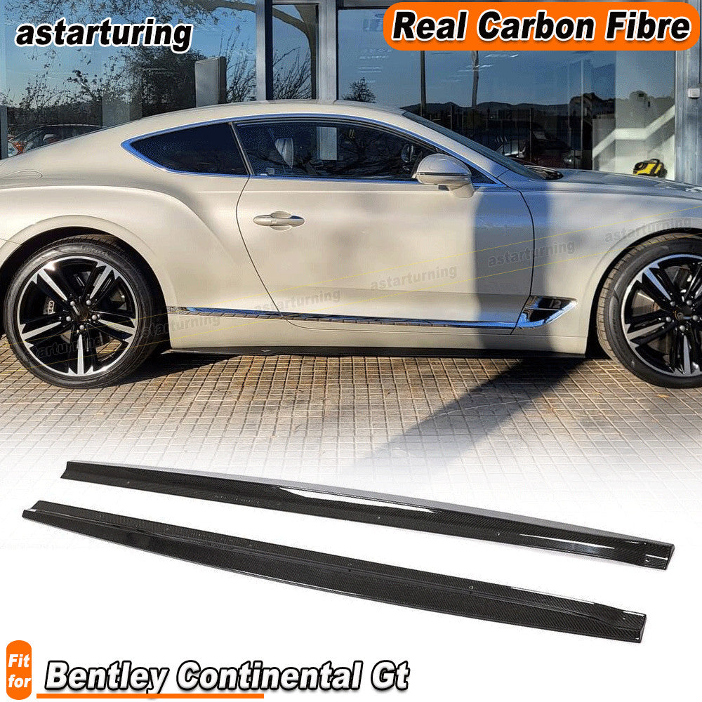 for Bentley Gt 2012-18 REAL Carbon Side Skirt Extension Lip Spoiler
