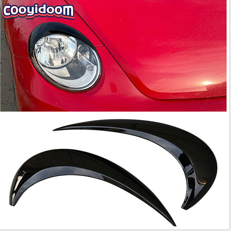 Car Headlamp Headlight Eyebrow Eyelids Cover Trim BLK for VW Beetle A5 2012-2018