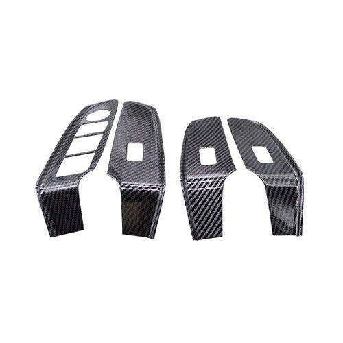 Glass Window Lifting Lock Panel Trim 4 for Kia K3 2014-2018 Black Carbon Fiber