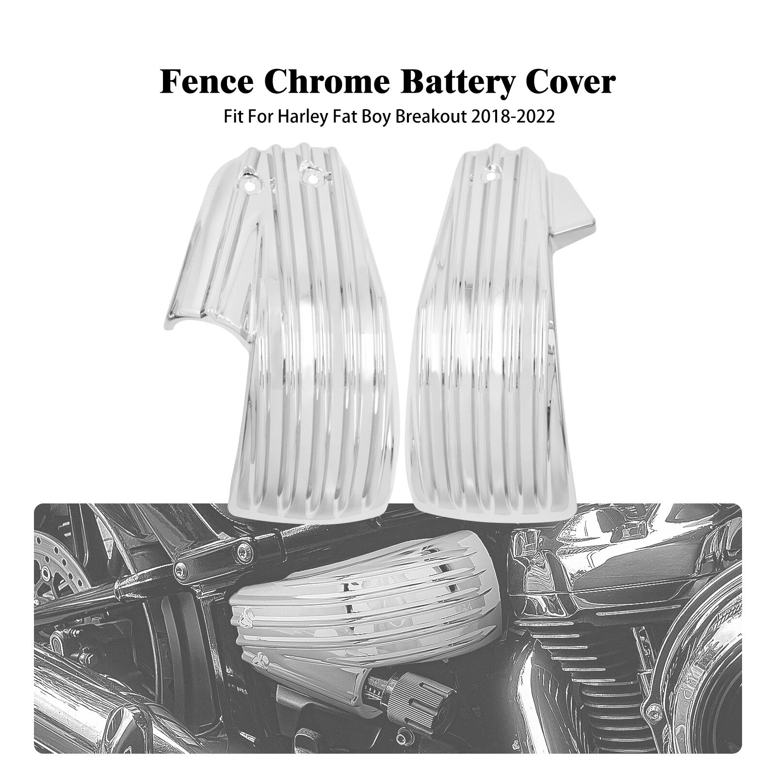 Chrome Fence Battery Side Fairing Cover Fit for Harley Fatboy Breakout 2018-2023