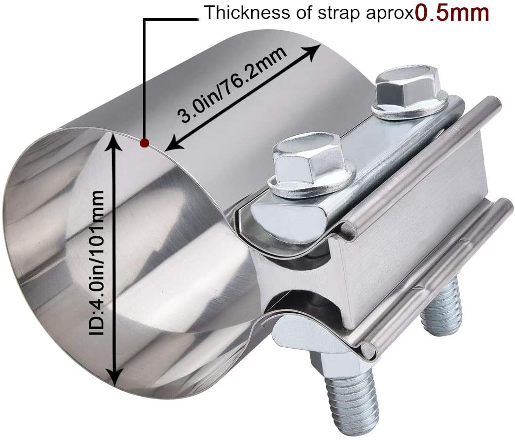 4-inch Butt connector exhaust clip for 4-inch OD exhaust pipe connection