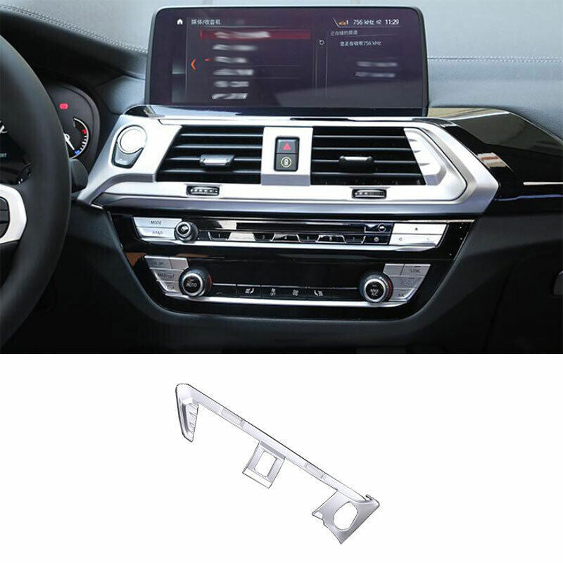 ABS Silver Console Middle Air Outlet Vent Frame Cover Trim for BMW X3 2018-2021