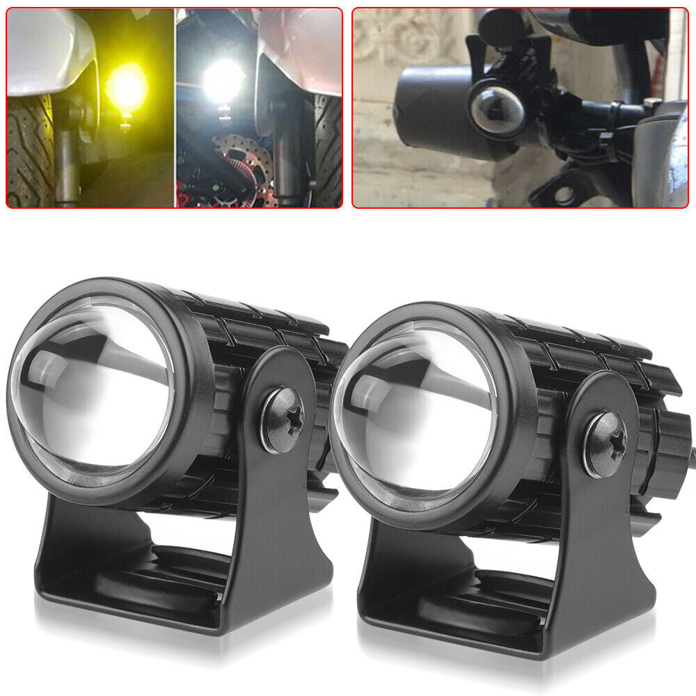 2X Motorcycle LED White Yellow Dual Color Spot Light Headlight Fog Driving