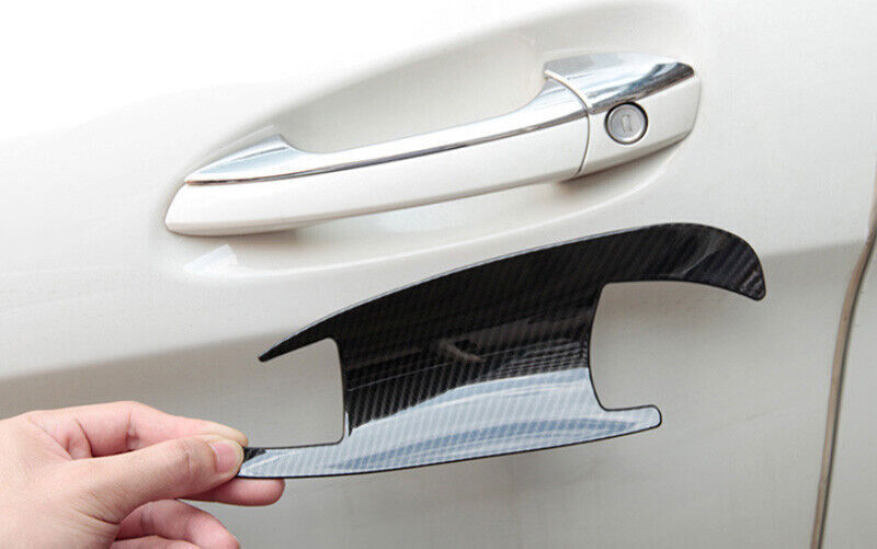 Carbon Fiber Look Exterior Outside Door Bowl Cover Trim for Benz GLE GLS 2016-19