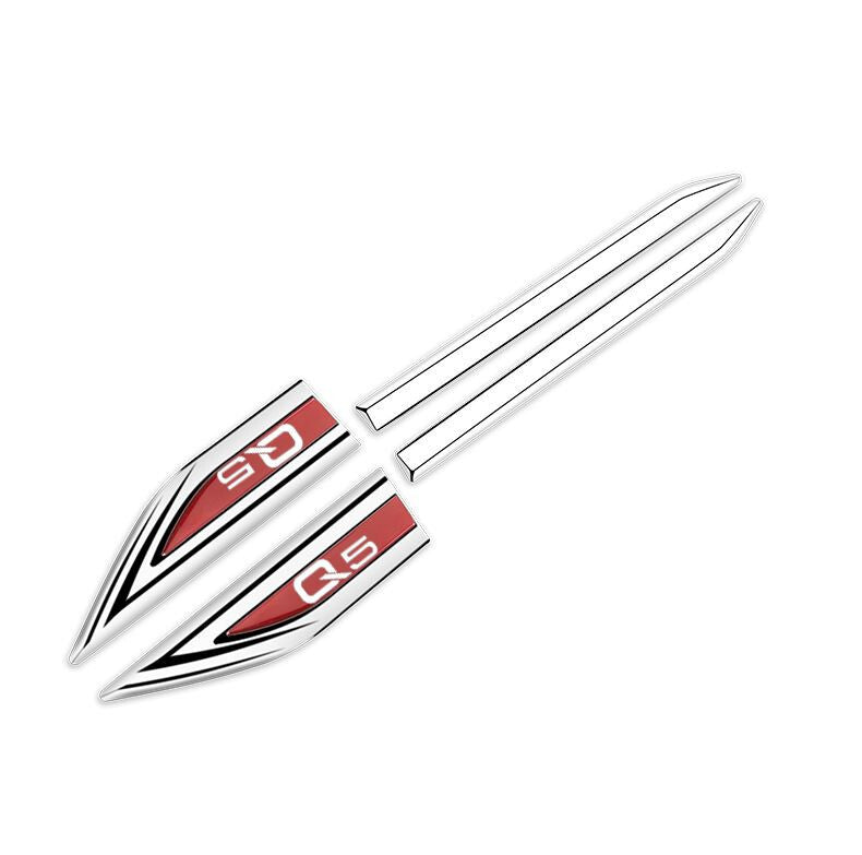 for Audi S5 hooded badge decal front Bonnet grille badge logo matte black with red accents.