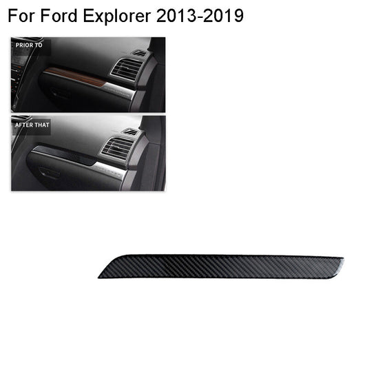 Black Carbon Fiber Storage Box Strip Cover Trim for Ford Explorer 2013-2019