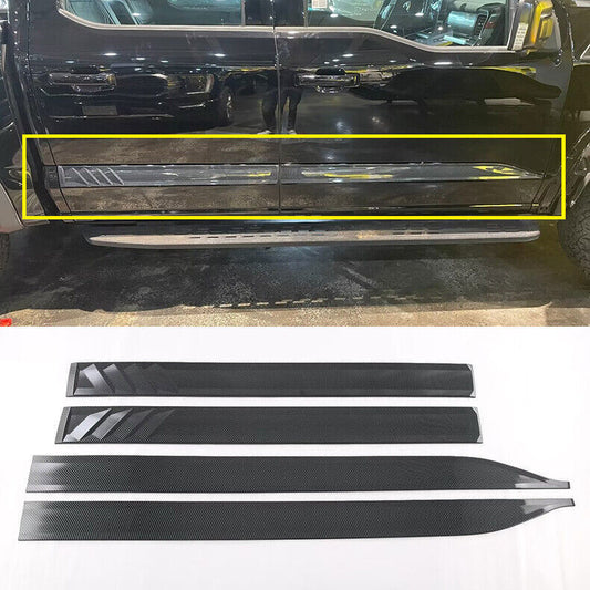 for Ford F150 2021-2023 Door Body Side Guard Molding Cover Trim Carbon Fiber ABS