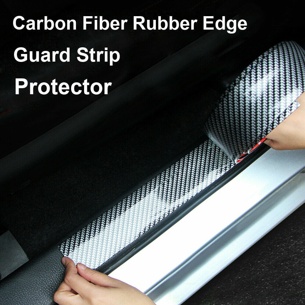 Car Sticker Carbon Fiber Rubber DIY Door Sill Protector Anti Scratch Strip